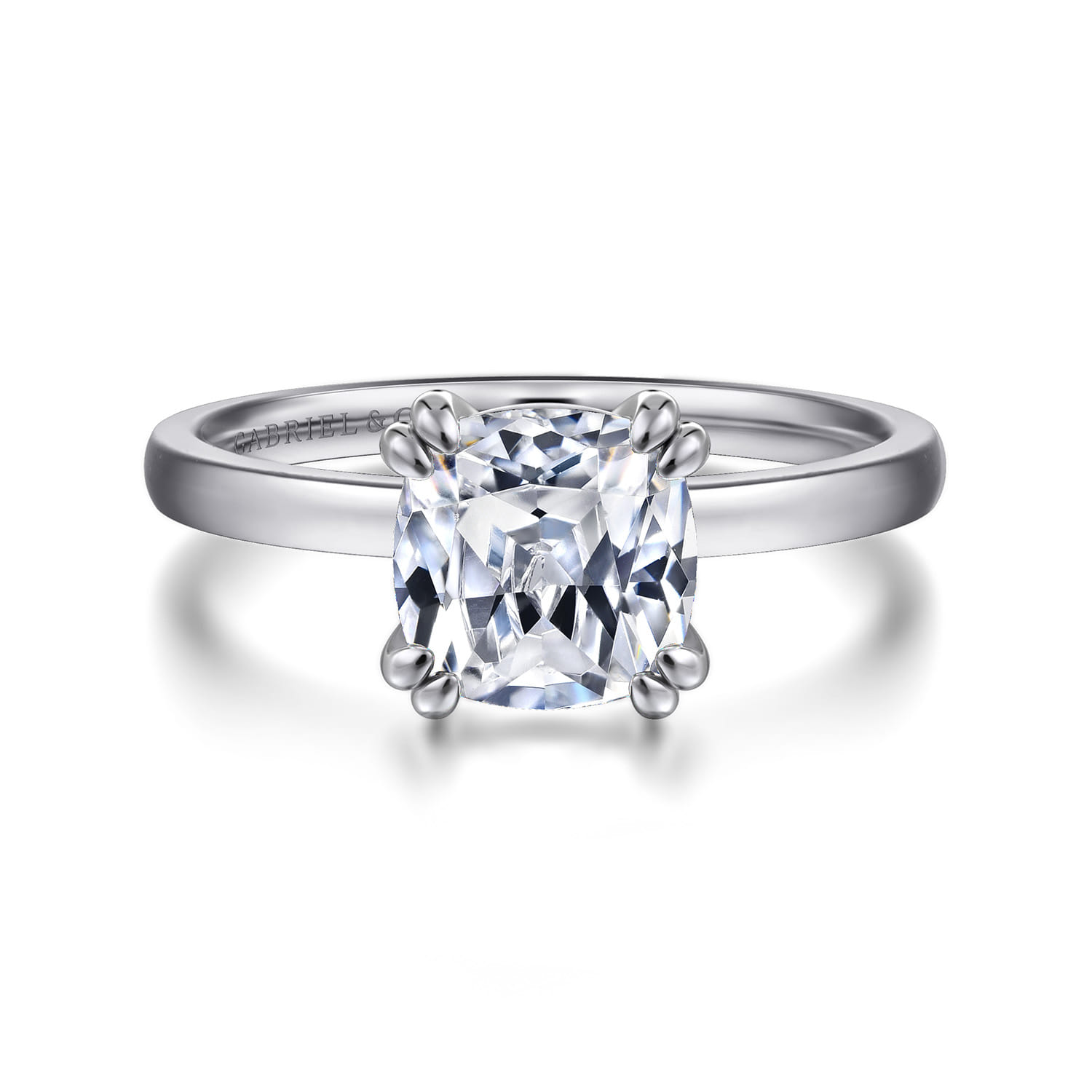 Paula - 14K White Gold Cushion Cut Diamond Engagement Ring - Shot 1