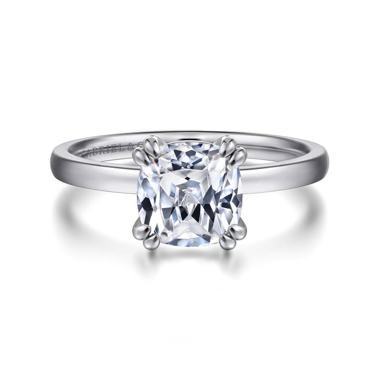Paula - 14K White Gold Cushion Cut Diamond Engagement Ring - Shot 1