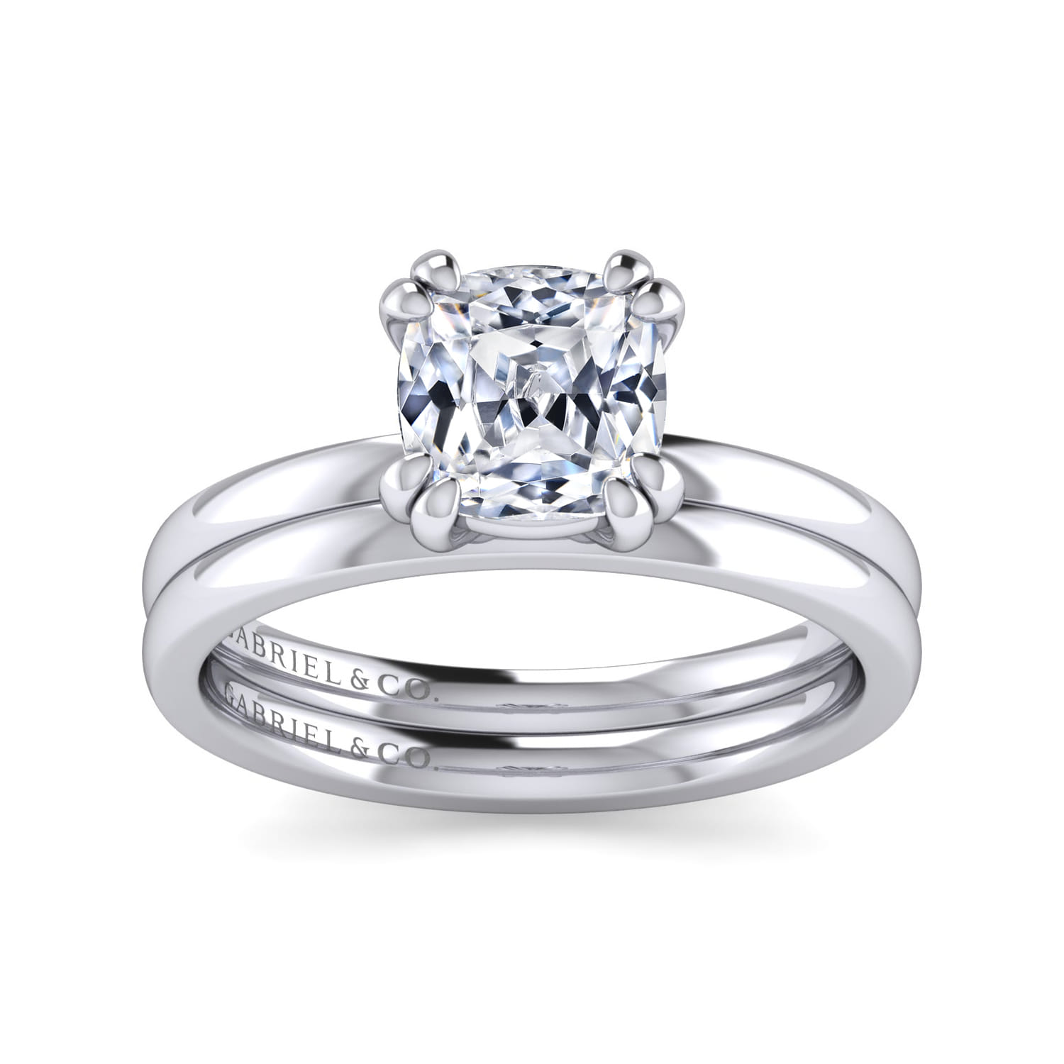 Paula - 14K White Gold Cushion Cut Diamond Engagement Ring - Shot 4