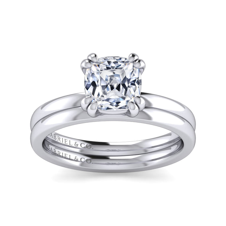 Paula - 14K White Gold Cushion Cut Diamond Engagement Ring - Shot 4