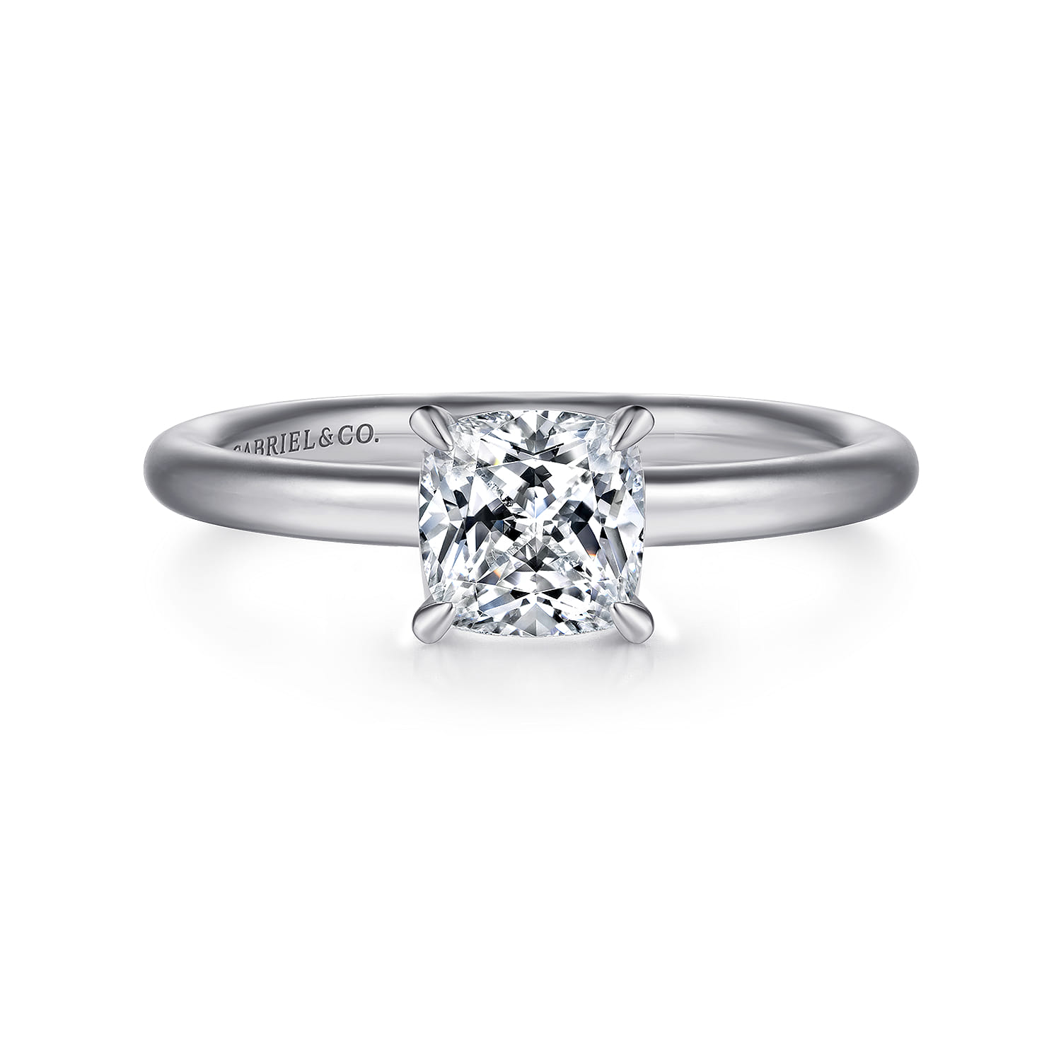 Lark - 14K White Gold Cushion Cut Solitaire Engagement Ring - Shot 1