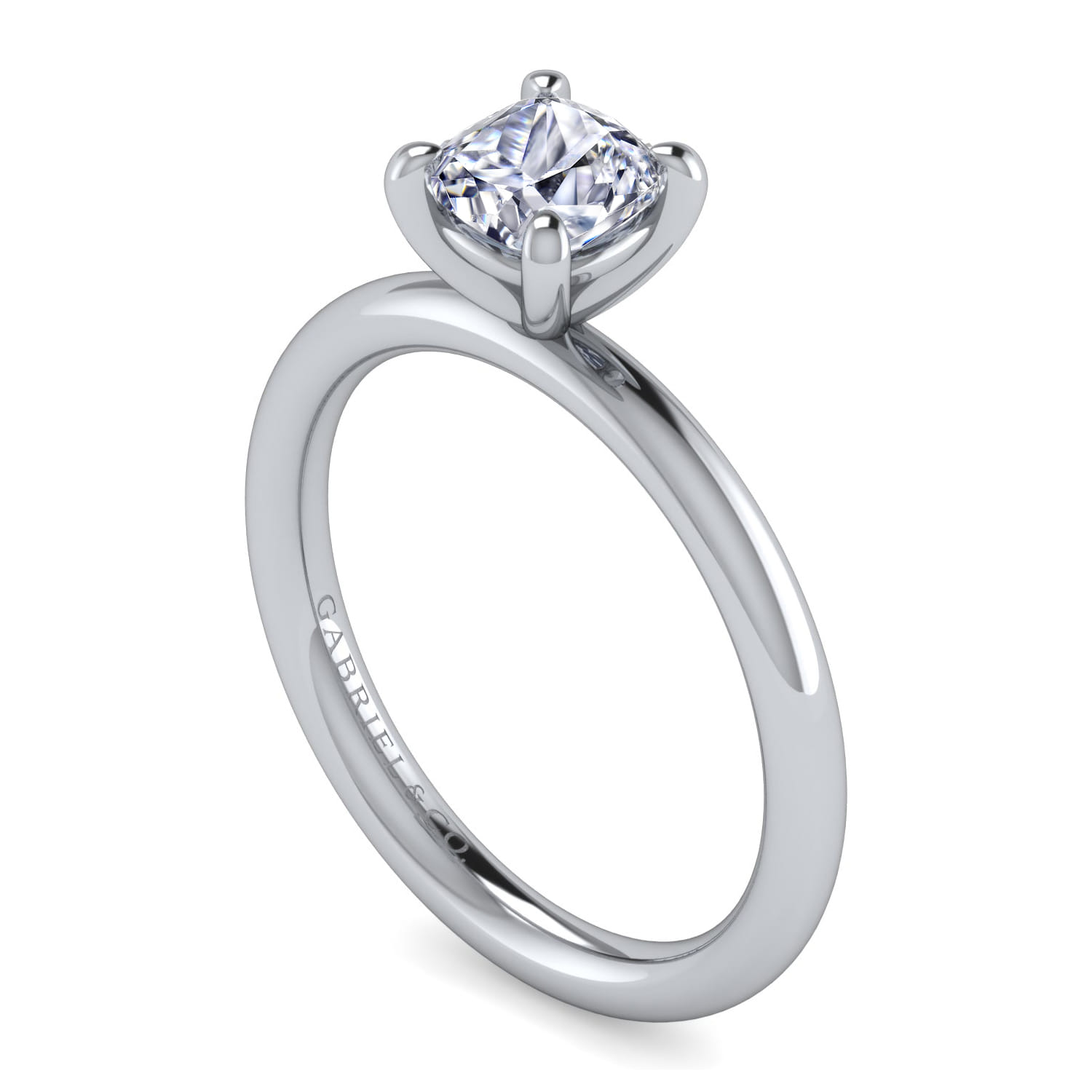 Lark - 14K White Gold Cushion Cut Solitaire Engagement Ring - Shot 3