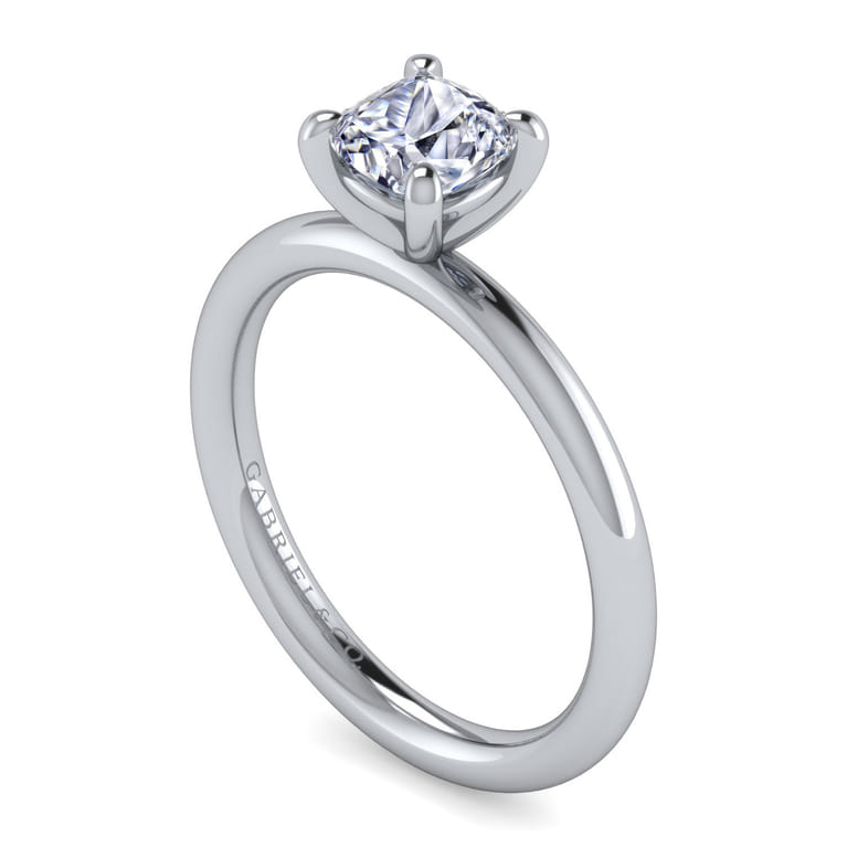 Lark - 14K White Gold Cushion Cut Solitaire Engagement Ring - Shot 3