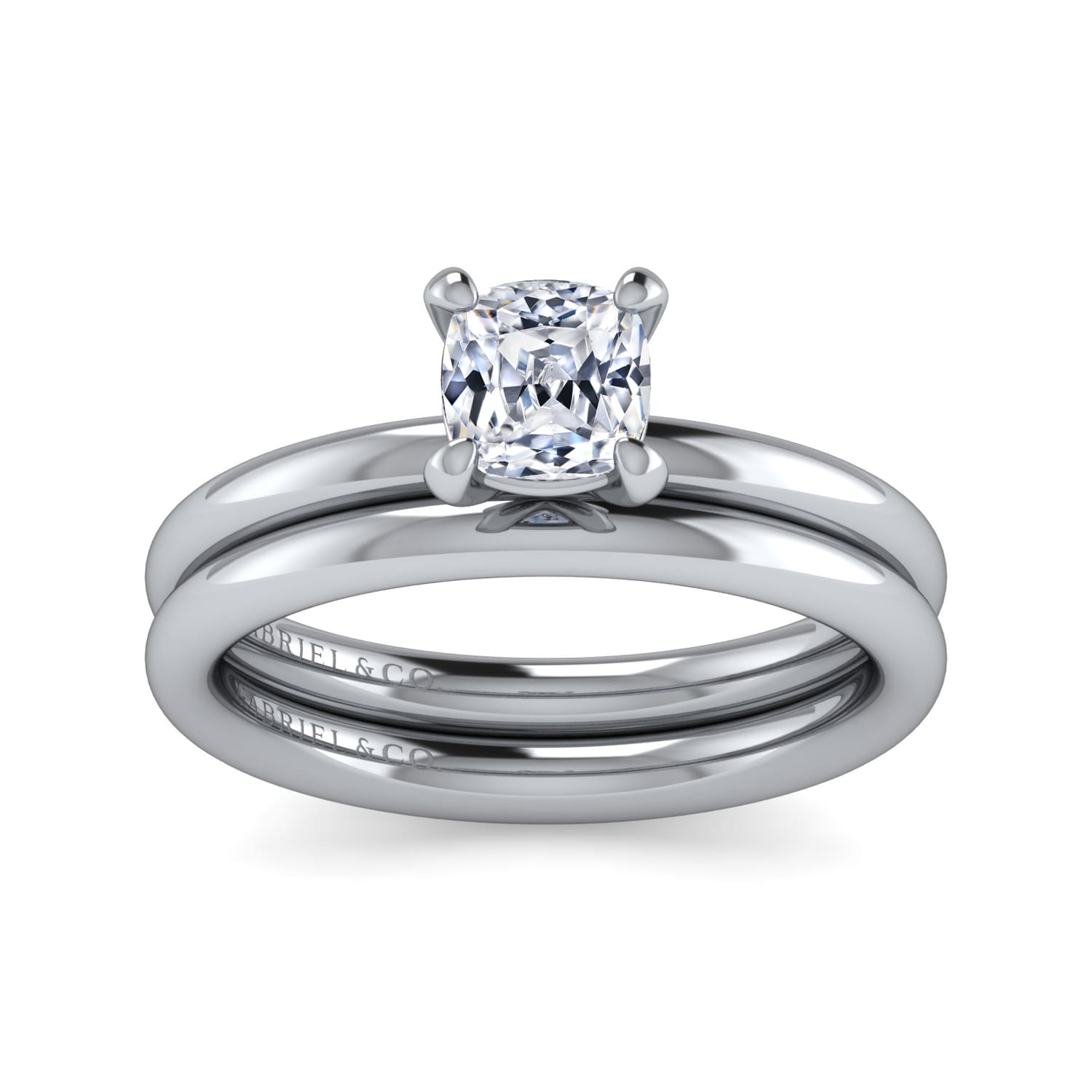 Lark - 14K White Gold Cushion Cut Solitaire Engagement Ring - Shot 4