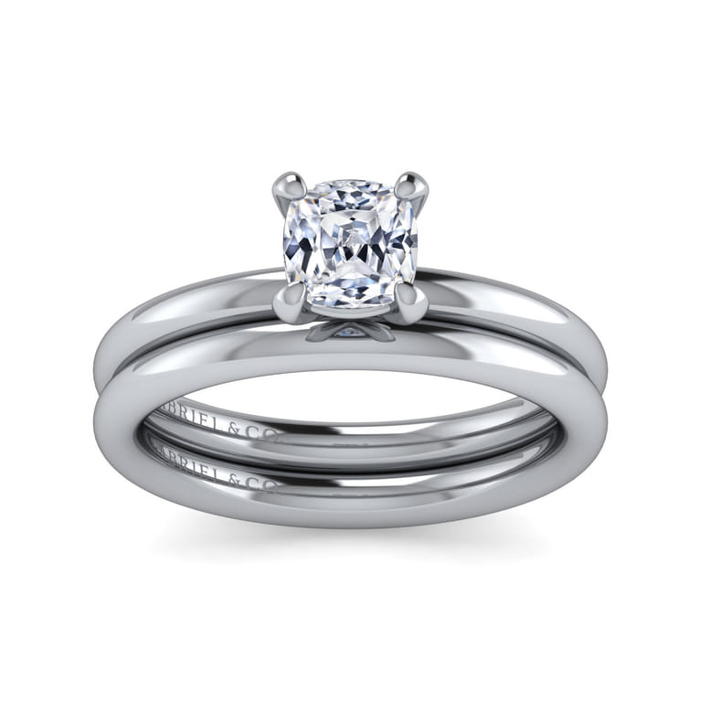 Lark - 14K White Gold Cushion Cut Solitaire Engagement Ring - Shot 4