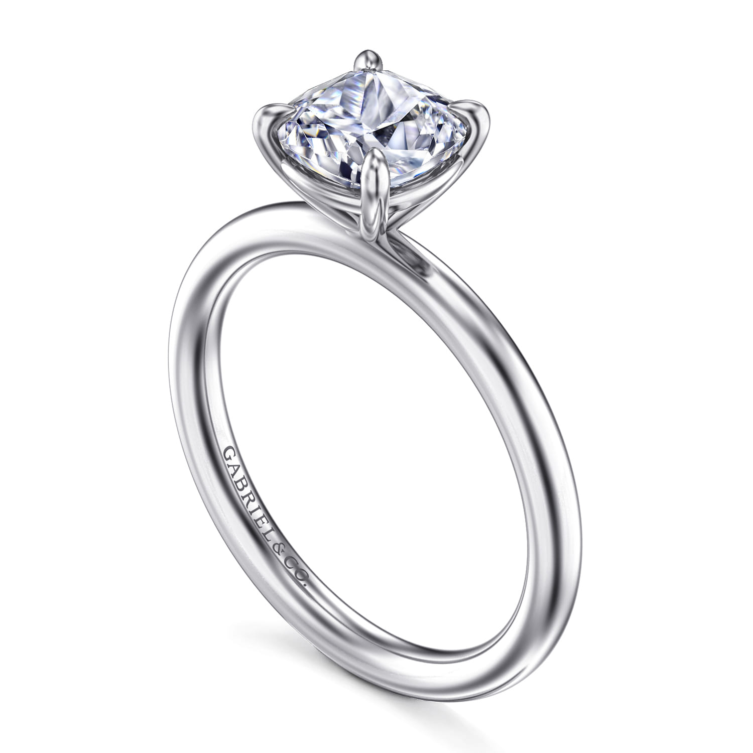 Lark - 14K White Gold Cushion Cut Solitaire Engagement Ring - Shot 3