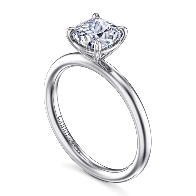 Lark - 14K White Gold Cushion Cut Solitaire Engagement Ring - Shot 3