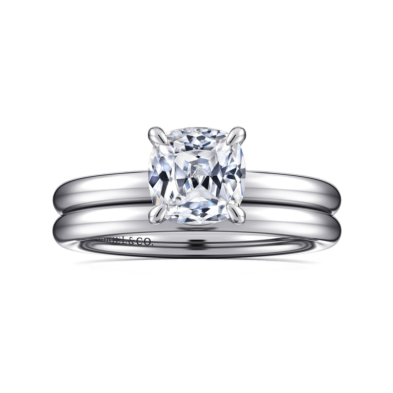Lark - 14K White Gold Cushion Cut Solitaire Engagement Ring - Shot 4