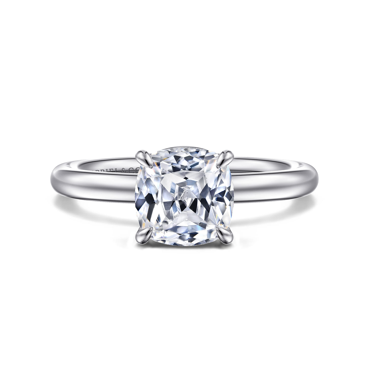Lark - 14K White Gold Cushion Cut Solitaire Engagement Ring - Shot 1
