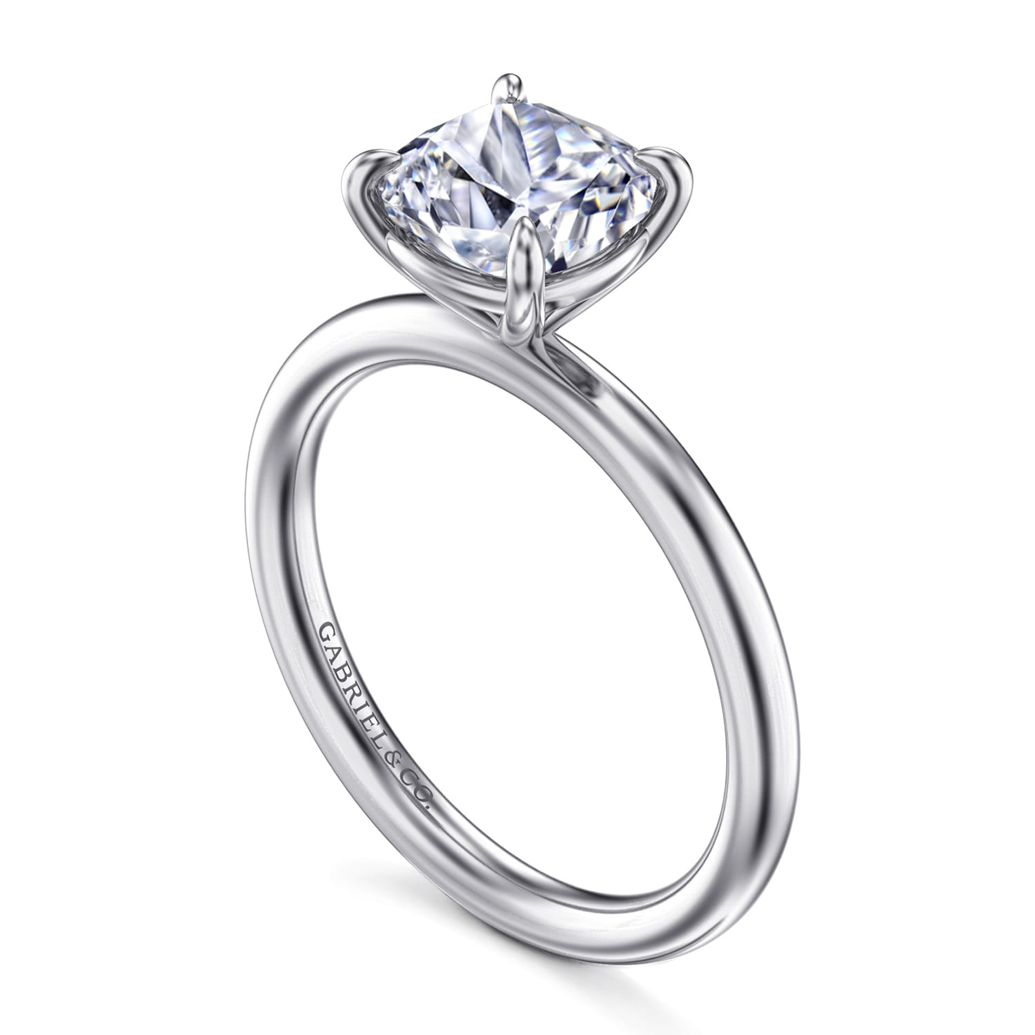 Lark - 14K White Gold Cushion Cut Solitaire Engagement Ring - Shot 3