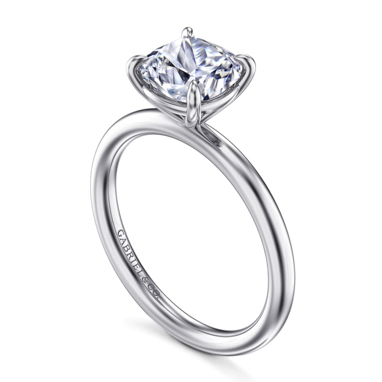 Lark - 14K White Gold Cushion Cut Solitaire Engagement Ring - Shot 3