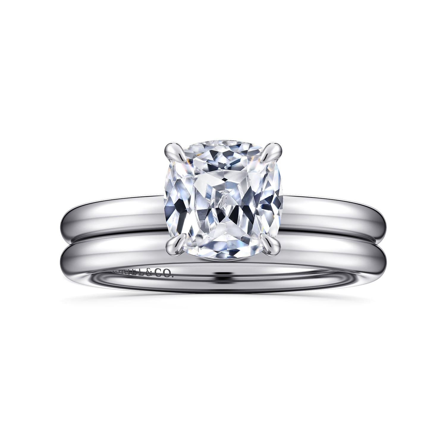 Lark - 14K White Gold Cushion Cut Solitaire Engagement Ring - Shot 4