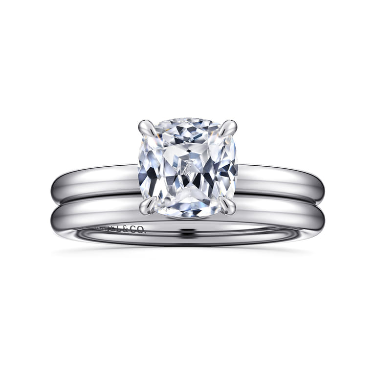 Lark - 14K White Gold Cushion Cut Solitaire Engagement Ring - Shot 4