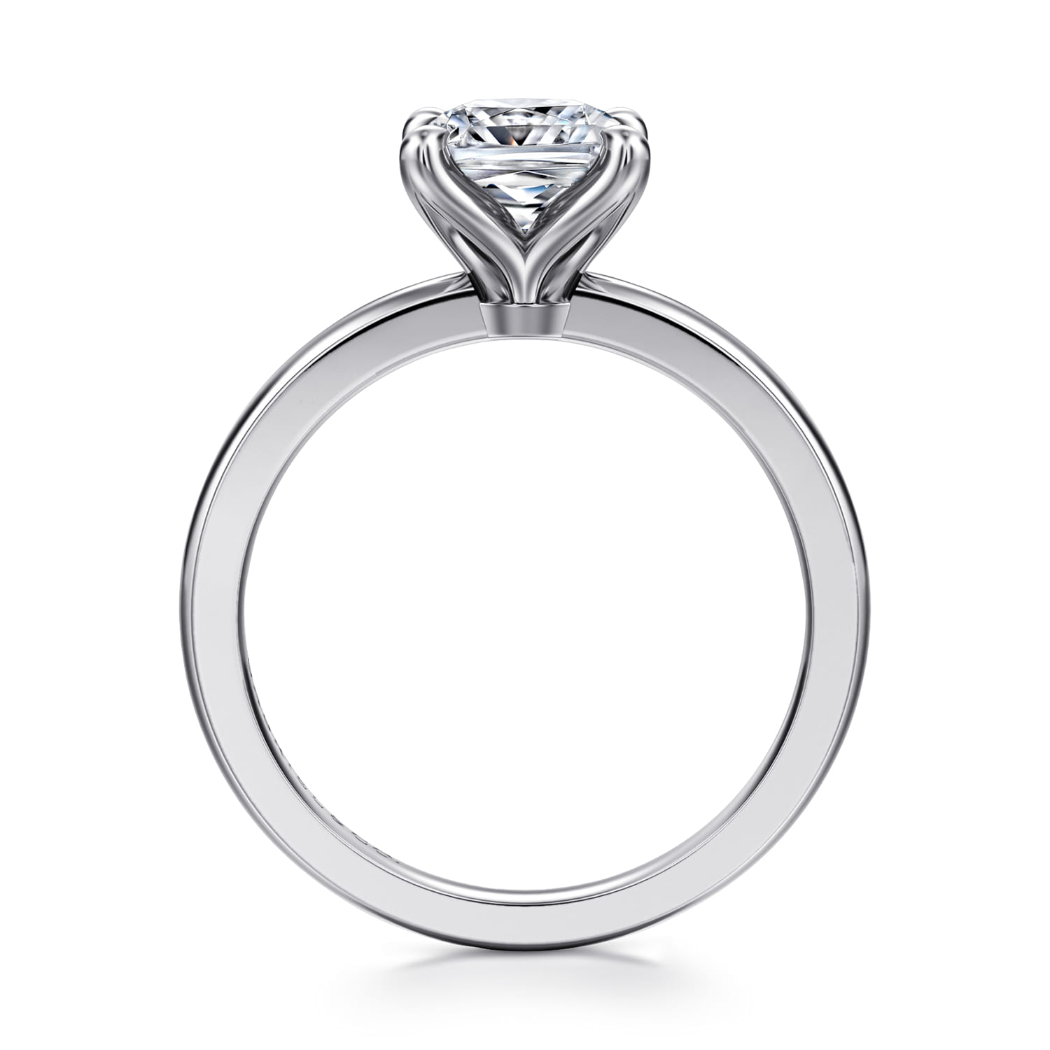 Emma - 14K White Gold Cushion Cut Solitaire Engagement Ring - Shot 2