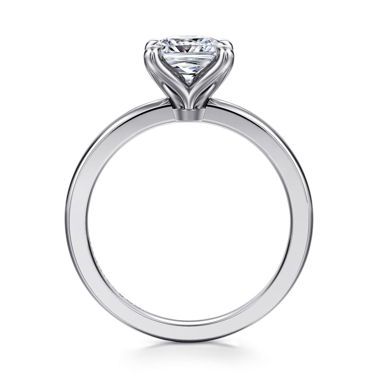 Emma - 14K White Gold Cushion Cut Solitaire Engagement Ring - Shot 2