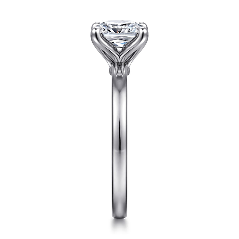 Emma - 14K White Gold Cushion Cut Solitaire Engagement Ring - Shot 4