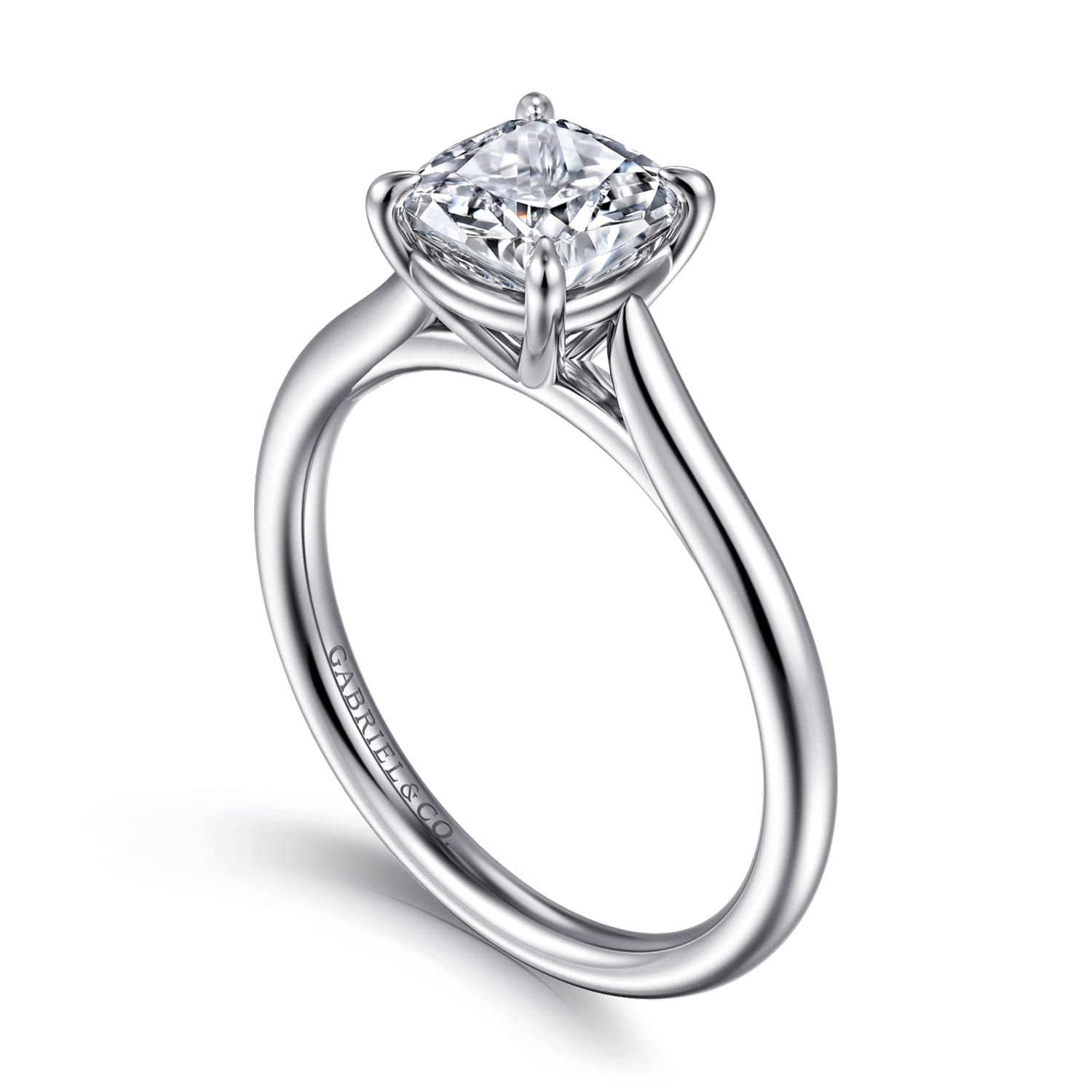 Anne - 14K White Gold Cushion Cut Solitaire Diamond Engagement Ring - Shot 3