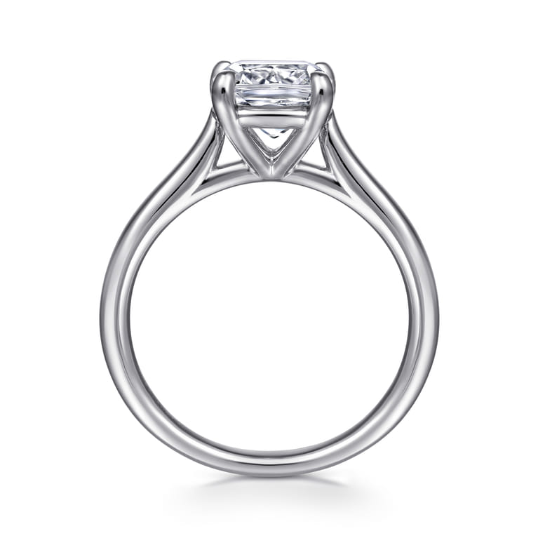 Anne - 14K White Gold Cushion Cut Solitaire Diamond Engagement Ring - Shot 2