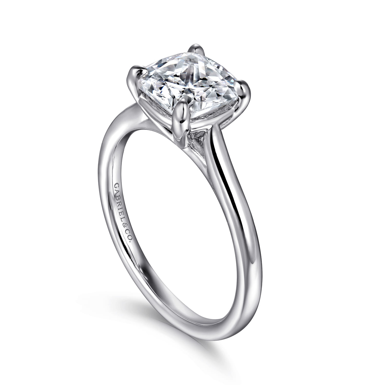 Anne - 14K White Gold Cushion Cut Solitaire Diamond Engagement Ring - Shot 3
