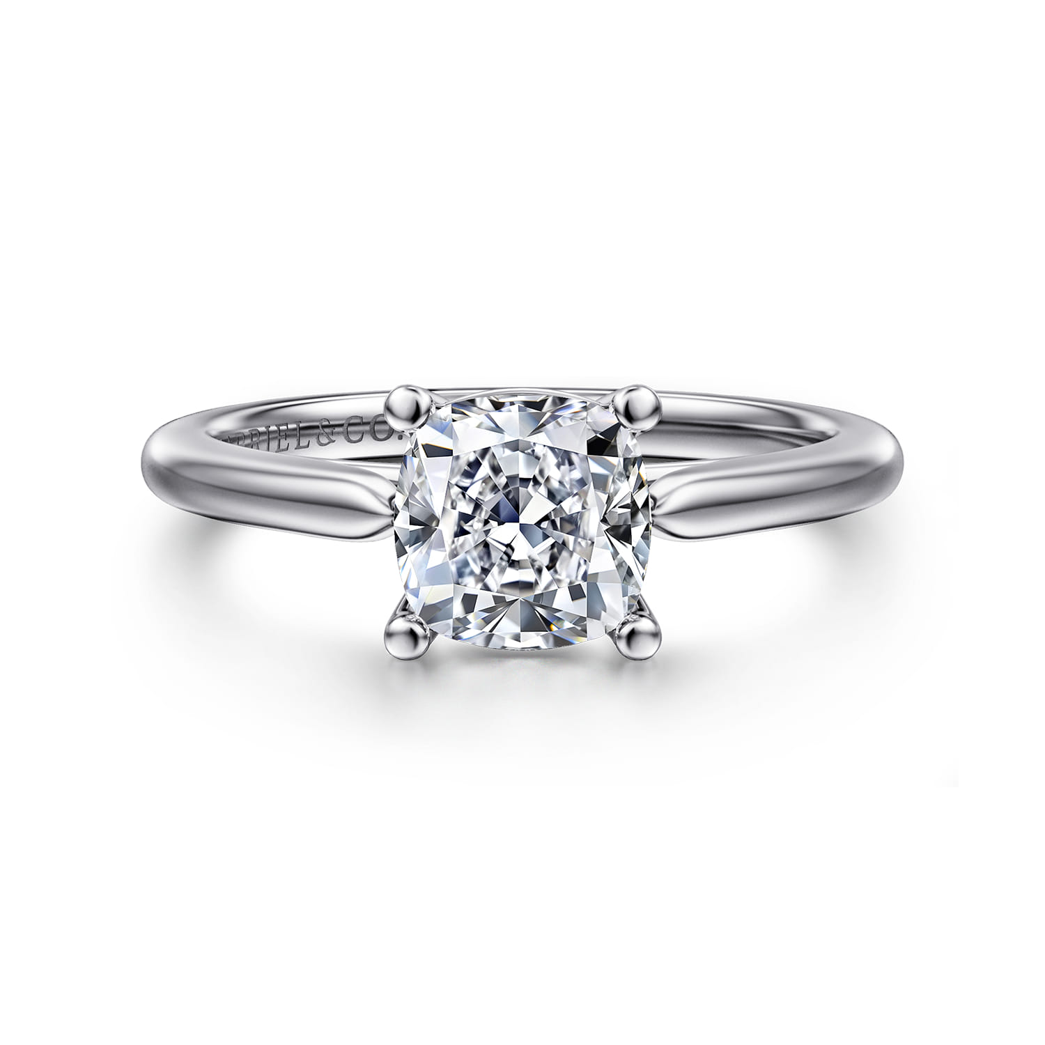 Anushka - 14K White Gold Cushion Cut Solitaire Diamond Engagement Ring - Shot 1