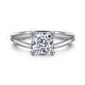Annie - 14K White Gold Split Shank Cushion Cut Diamond Engagement Ring