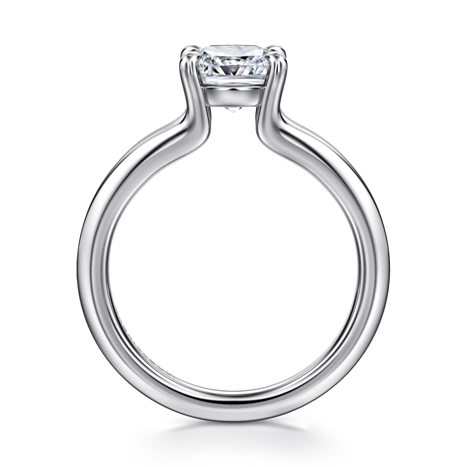 Annie - 14K White Gold Split Shank Cushion Cut Diamond Engagement Ring - Shot 2