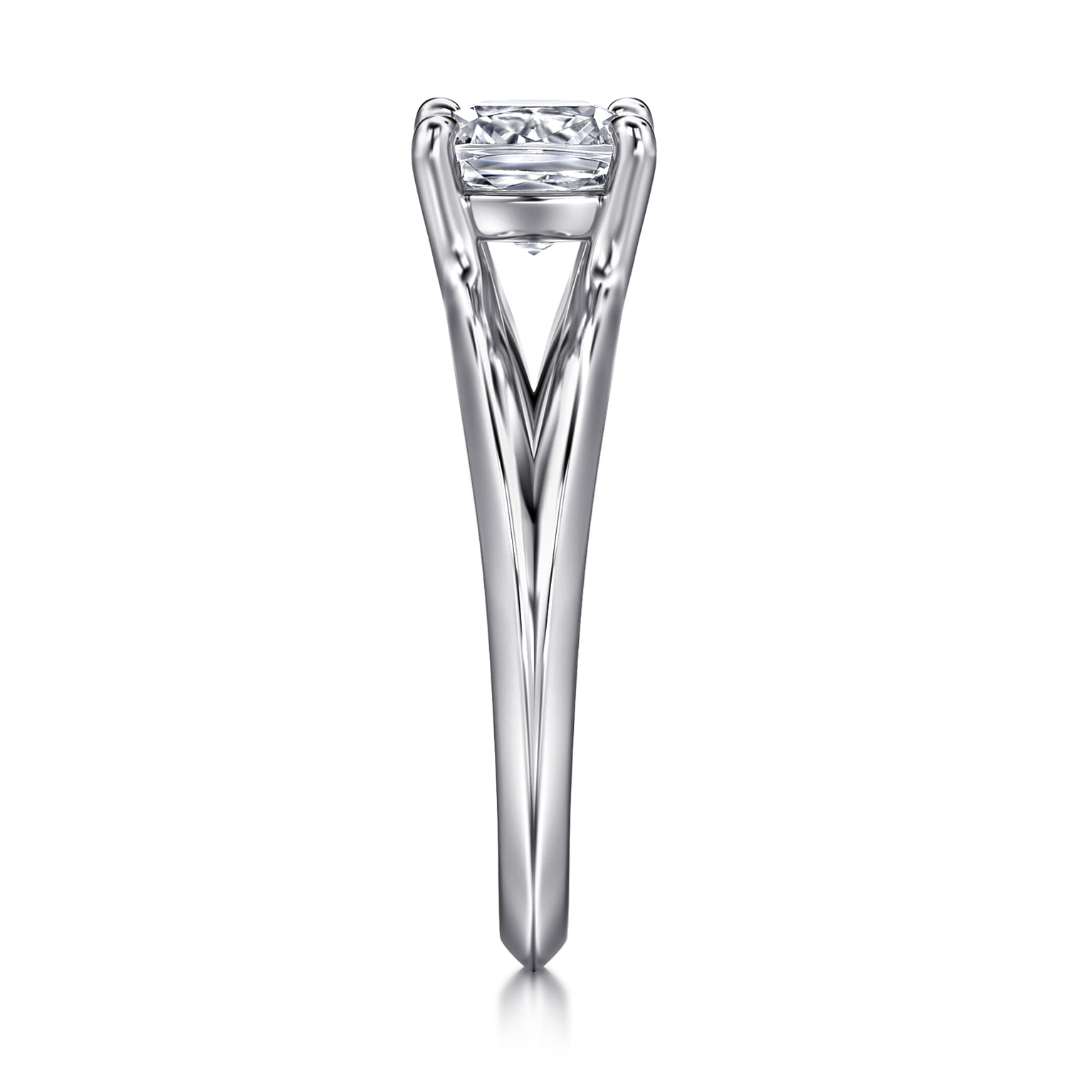 Annie - 14K White Gold Split Shank Cushion Cut Diamond Engagement Ring - Shot 4