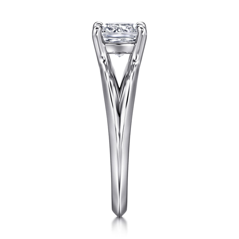 Annie - 14K White Gold Split Shank Cushion Cut Diamond Engagement Ring - Shot 4
