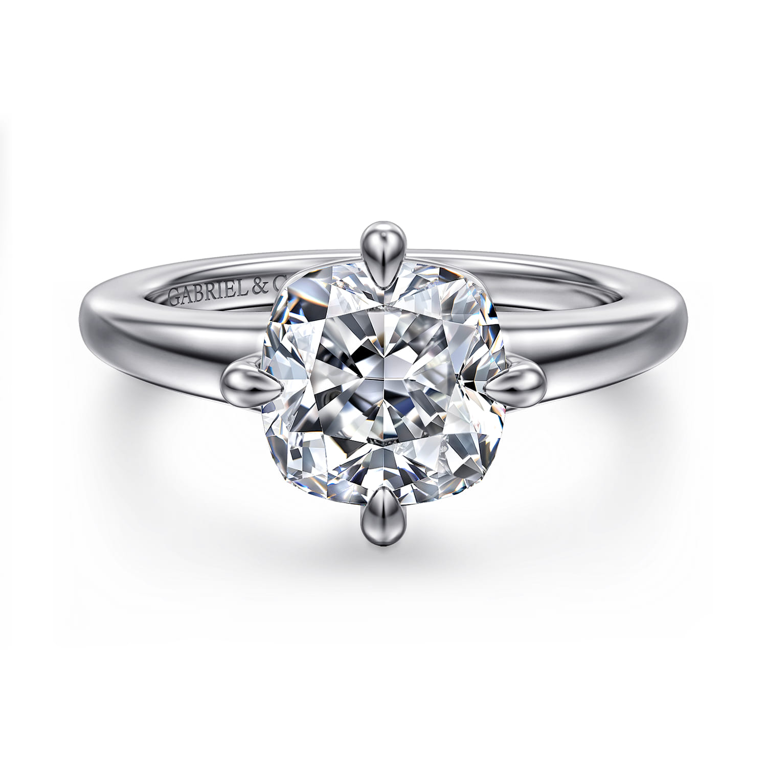 Coralynn - 14K White Gold Cushion Cut Solitaire Diamond Engagement Ring - Shot 1