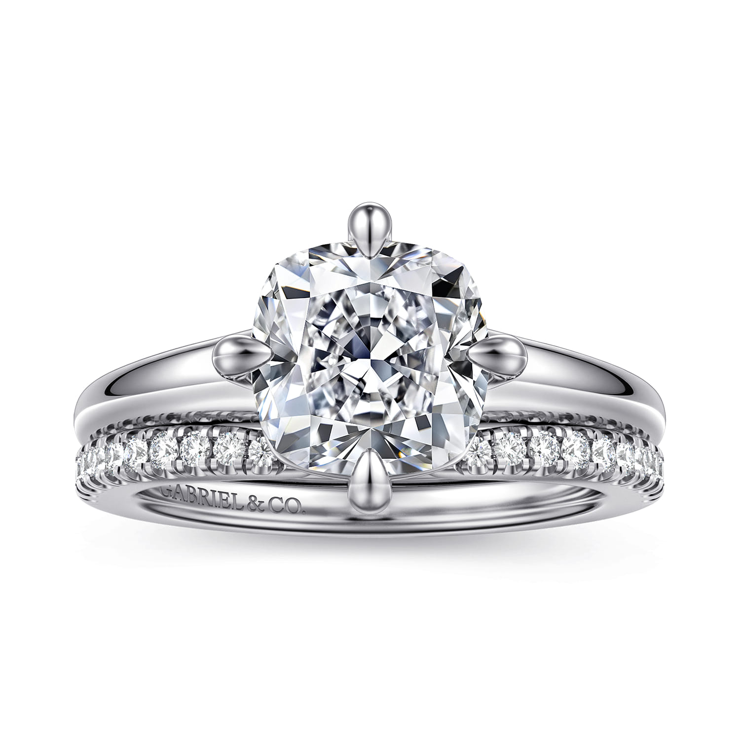 Coralynn - 14K White Gold Cushion Cut Solitaire Diamond Engagement Ring - Shot 4
