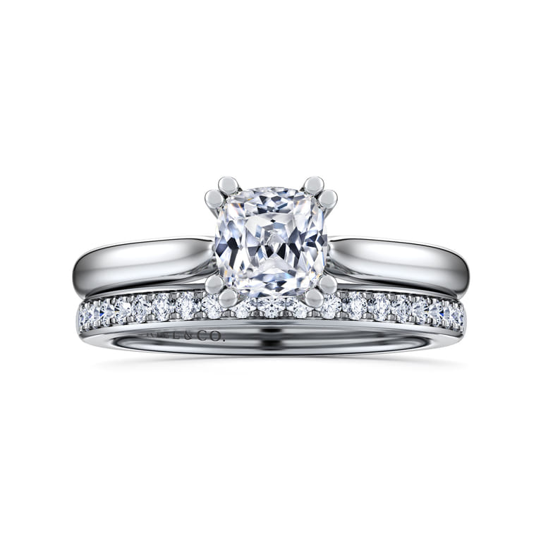 Lauren - 14K White Gold Cushion Cut Diamond Engagement Ring - Shot 4