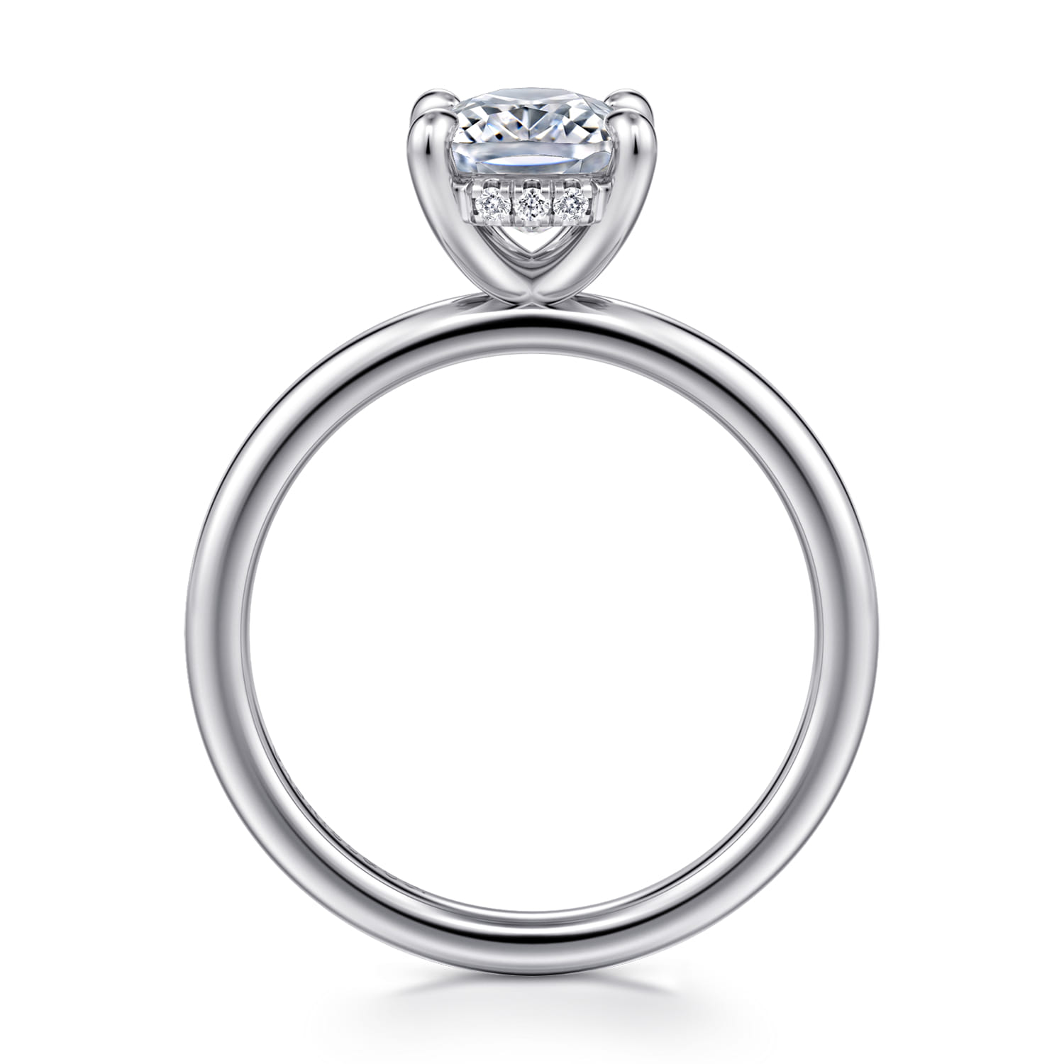 Cari - 14K White Gold Elongated Cushion Diamond Engagement Ring - 0.05 ct - Shot 2