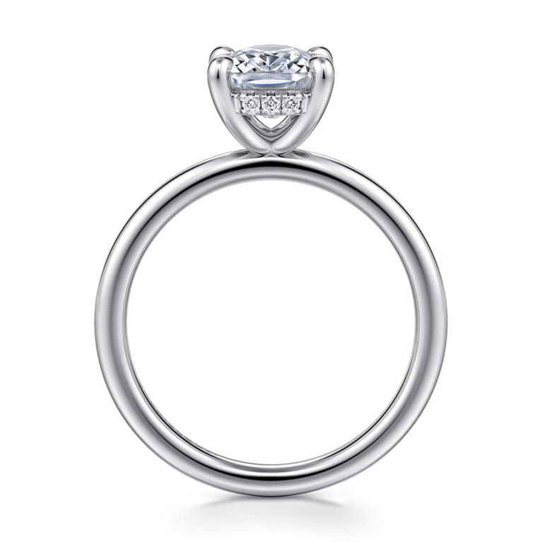 Cari - 14K White Gold Elongated Cushion Diamond Engagement Ring - 0.05 ct - Shot 2