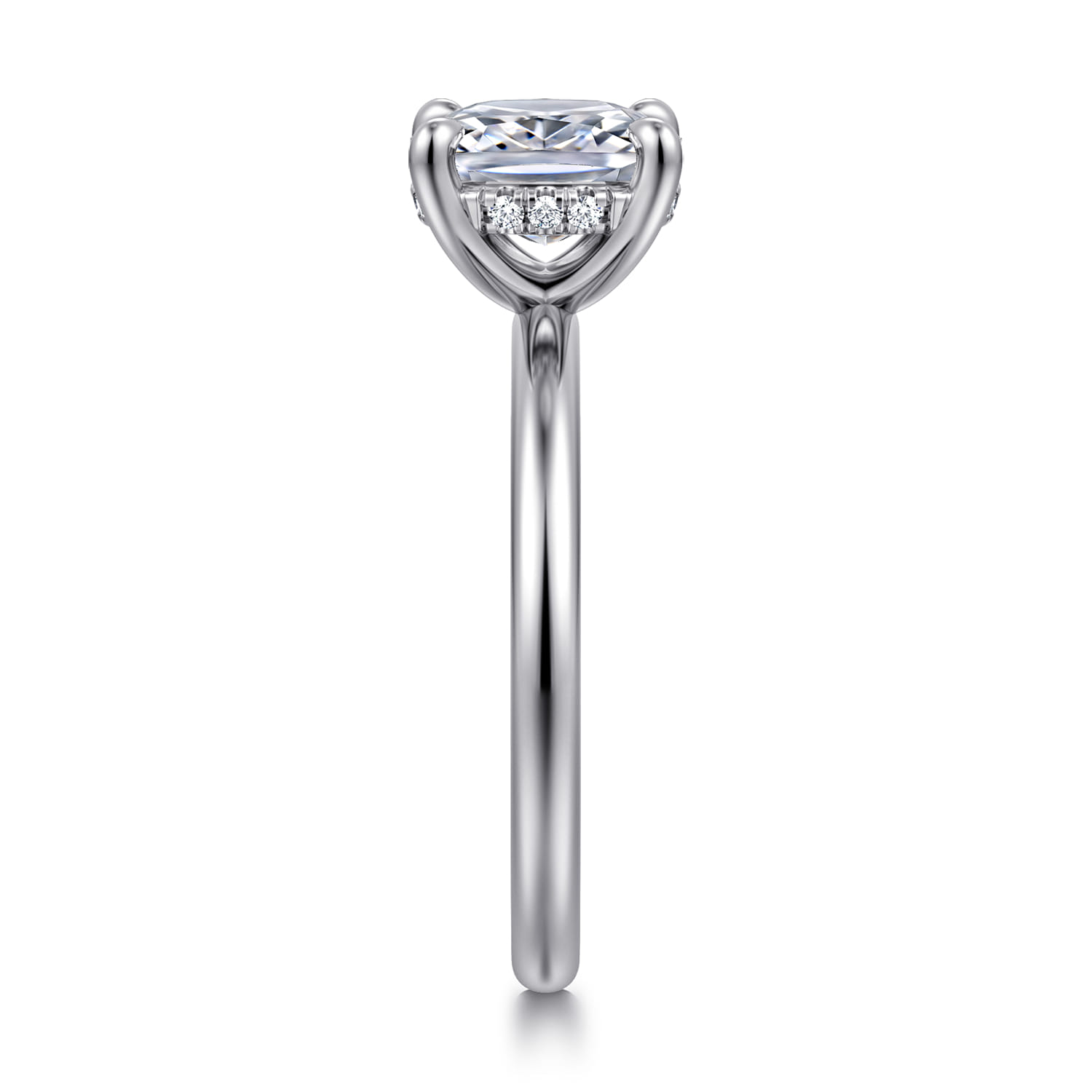 Cari - 14K White Gold Elongated Cushion Diamond Engagement Ring - 0.05 ct - Shot 4