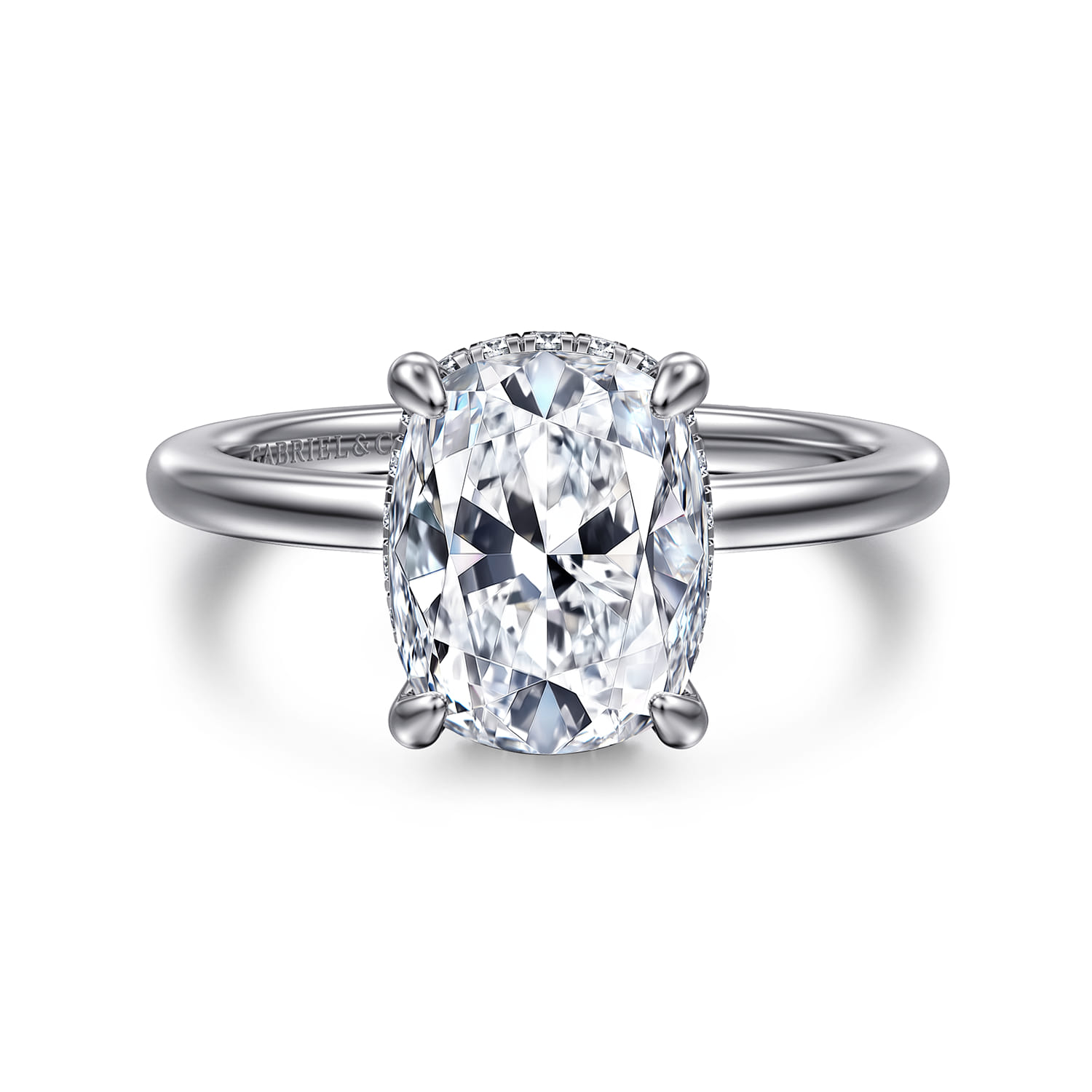 Rainah - 14K White Gold Elongated Cushion Diamond Engagement Ring - 0.13 ct - Shot 1