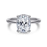 Rainah - 14K White Gold Elongated Cushion Diamond Engagement Ring - 0.13 ct
