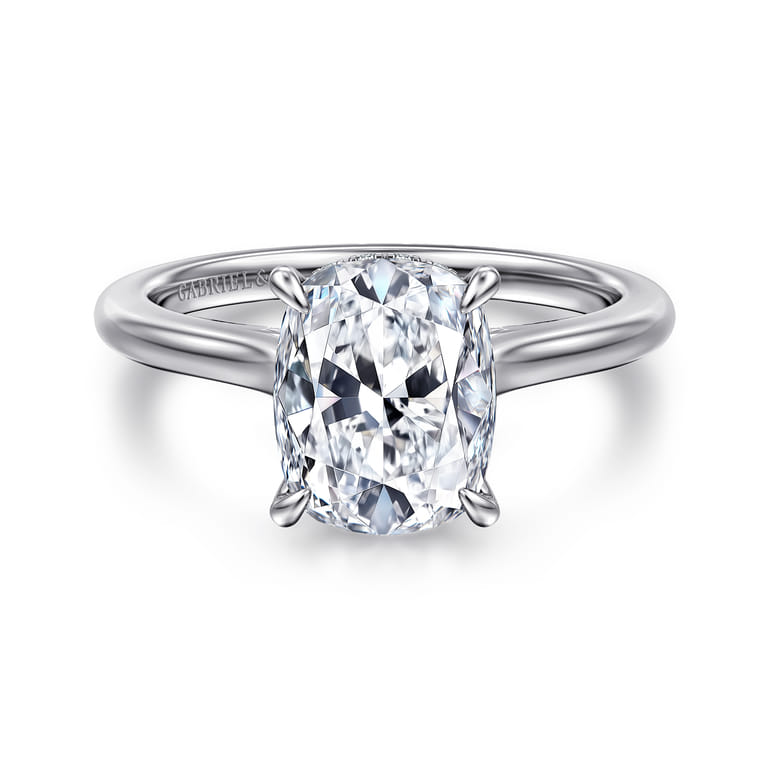 Ericka - 14K White Gold Elongated Cushion Diamond Engagement Ring - 0.13 ct - Shot 1