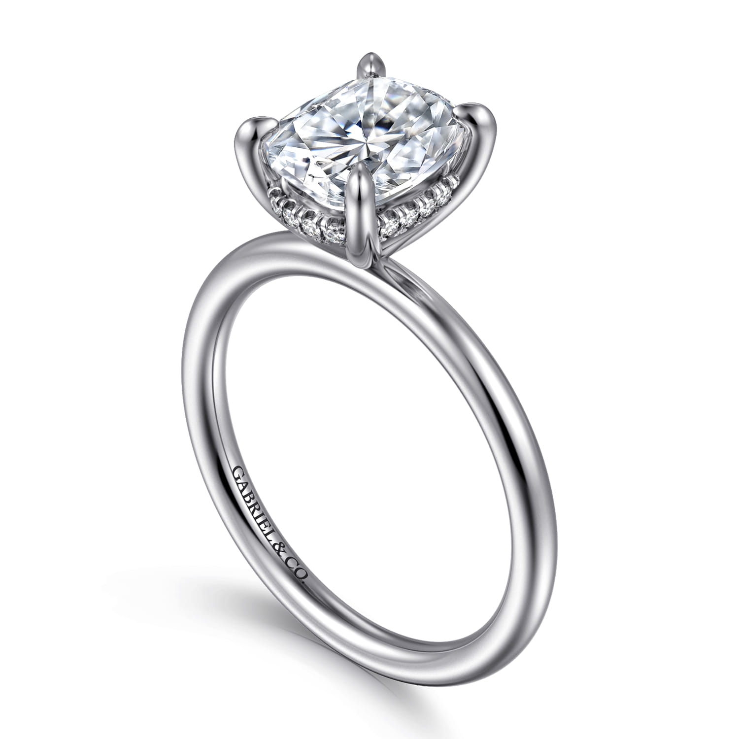 Anuk - 14K White Gold Elongated Cushion Diamond Engagement Ring - 0.06 ct - Shot 3