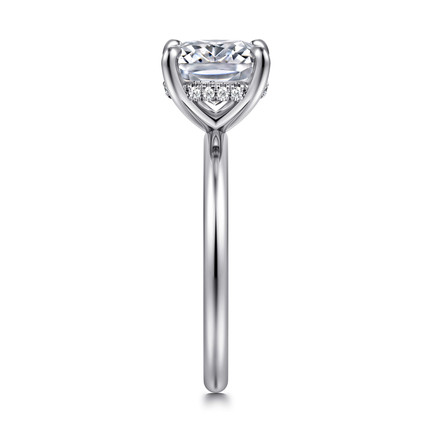 Anuk - 14K White Gold Elongated Cushion Diamond Engagement Ring - 0.06 ct - Shot 4