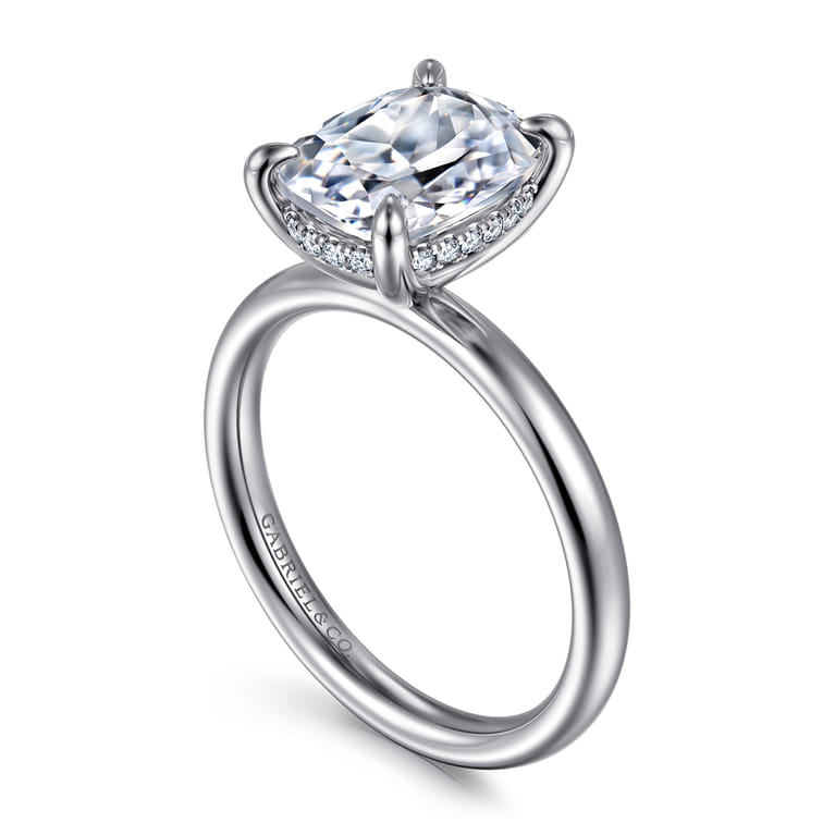 Peace - 14K White Gold Elongated Cushion Diamond Engagement Ring - 0.08 ct - Shot 3
