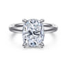 14K White Gold Elongated Cushion Diamond Engagement Ring - 0.08 ct