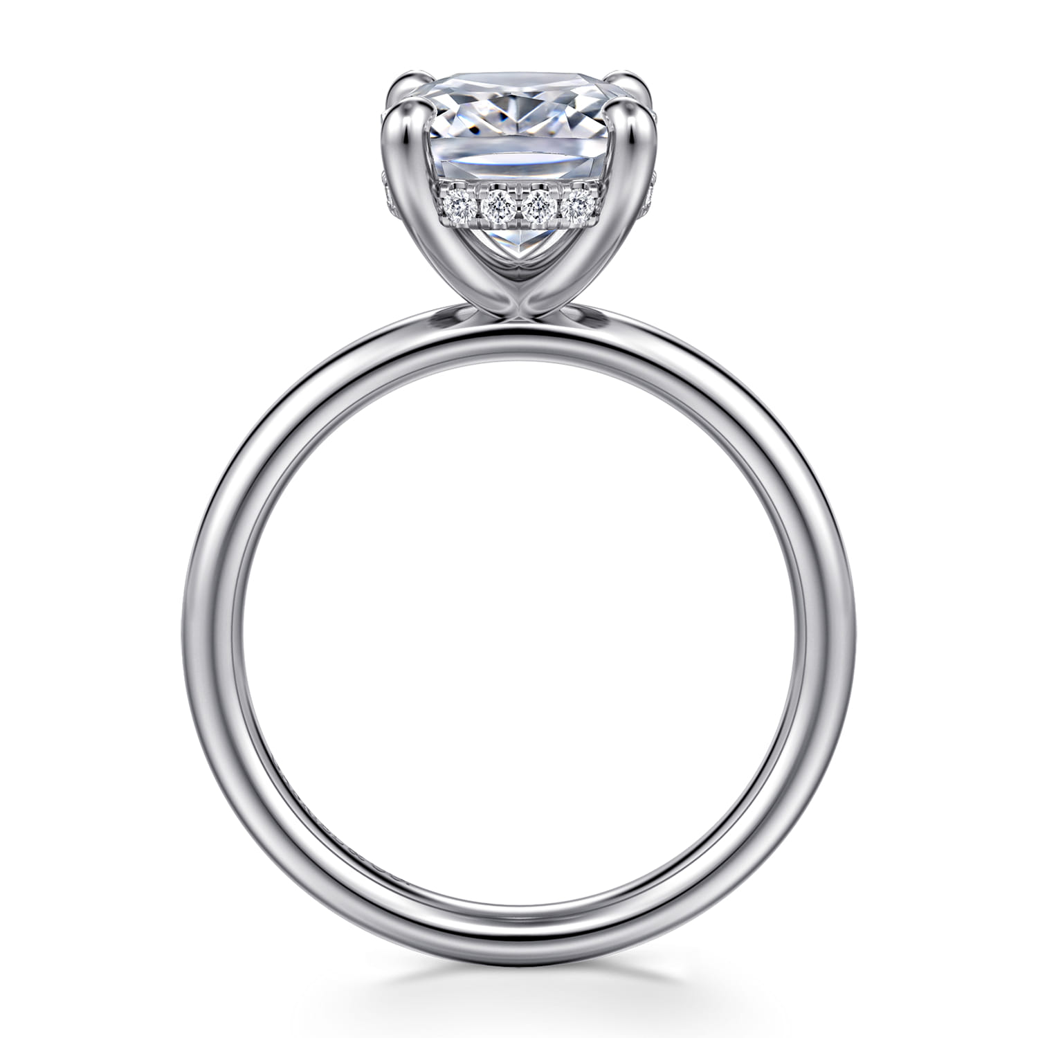 14K White Gold Elongated Cushion Diamond Engagement Ring - 0.08 ct - Shot 2