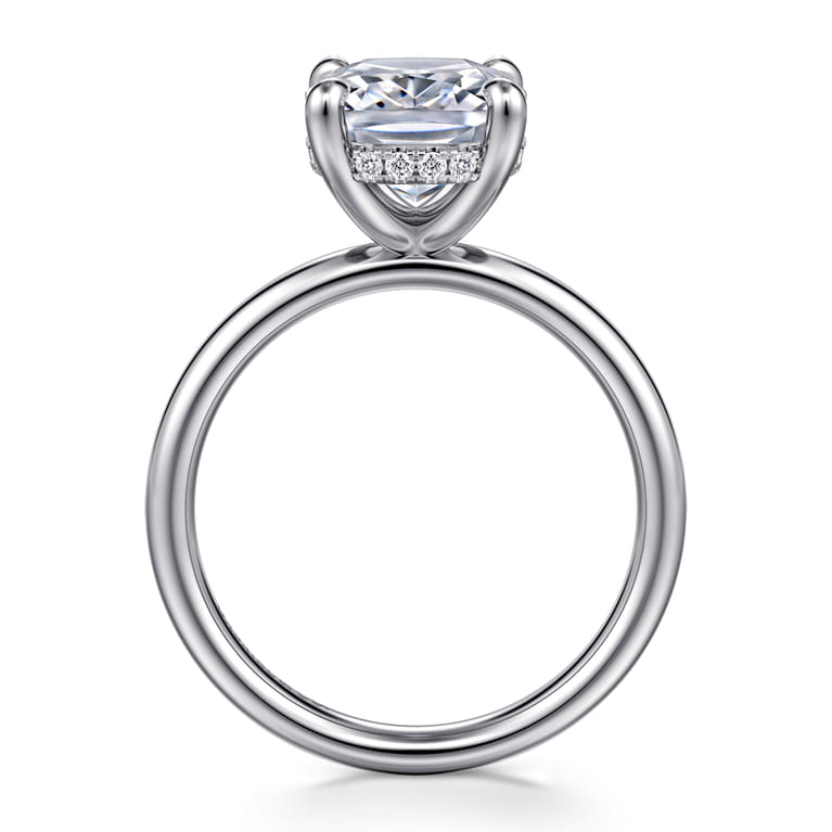 14K White Gold Elongated Cushion Diamond Engagement Ring - 0.08 ct - Shot 2