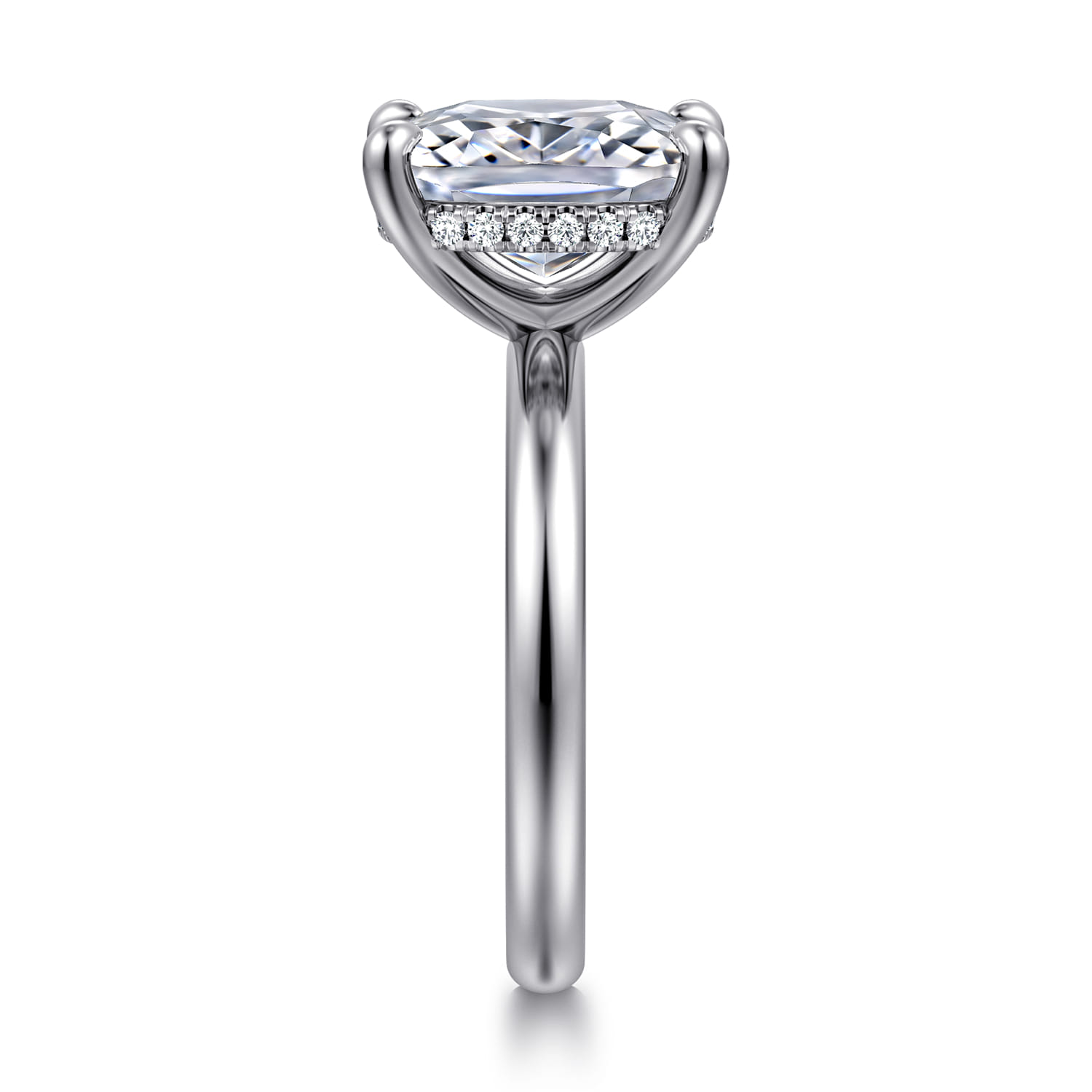 14K White Gold Elongated Cushion Diamond Engagement Ring - 0.08 ct - Shot 4