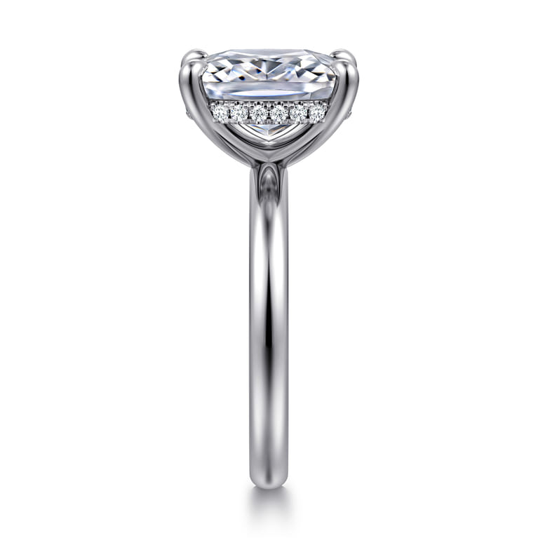 14K White Gold Elongated Cushion Diamond Engagement Ring - 0.08 ct - Shot 4