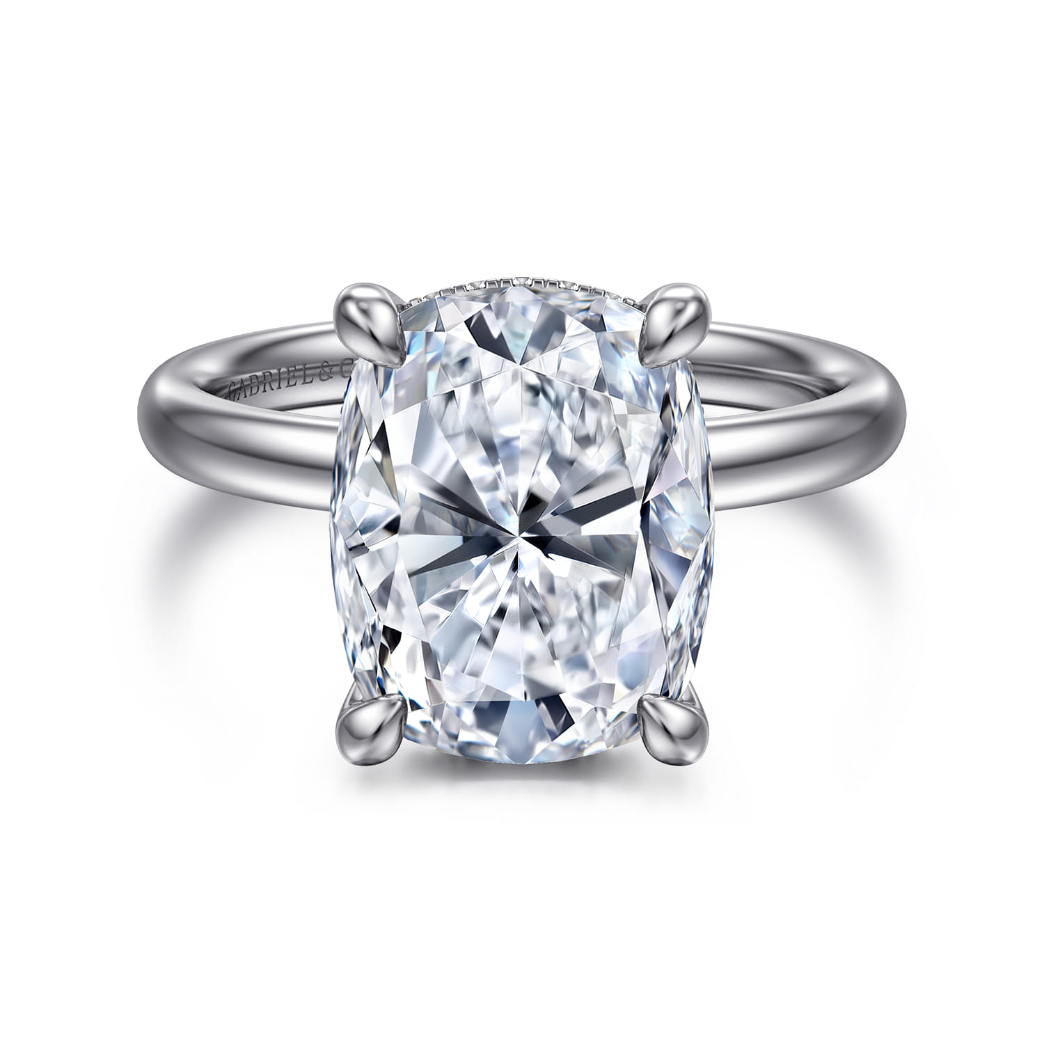 Peace - 14K White Gold Elongated Cushion Diamond Engagement Ring - 0.09 ct - Shot 1