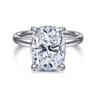 Peace - 14K White Gold Elongated Cushion Diamond Engagement Ring - 0.09 ct