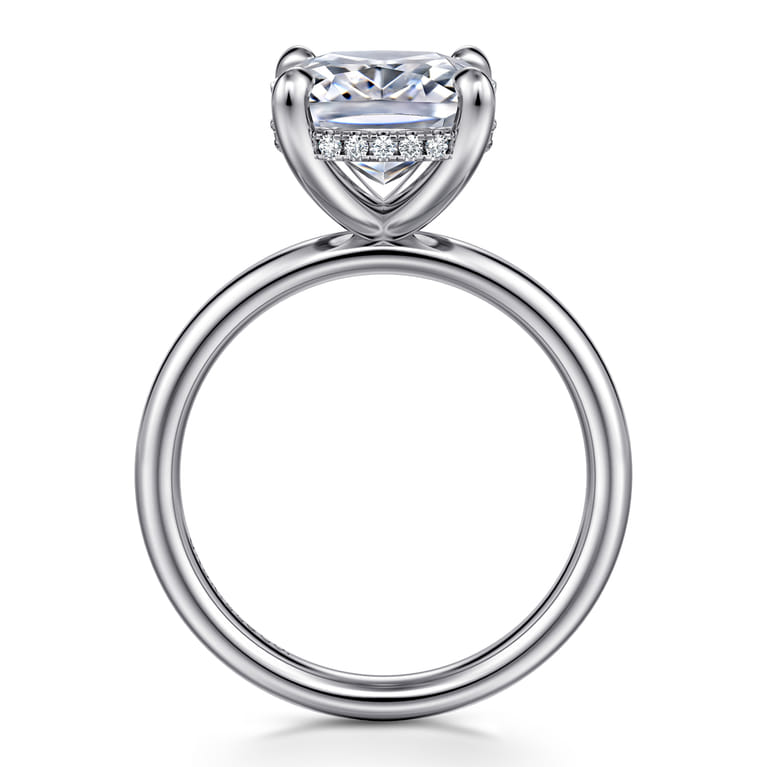 Peace - 14K White Gold Elongated Cushion Diamond Engagement Ring - 0.09 ct - Shot 2