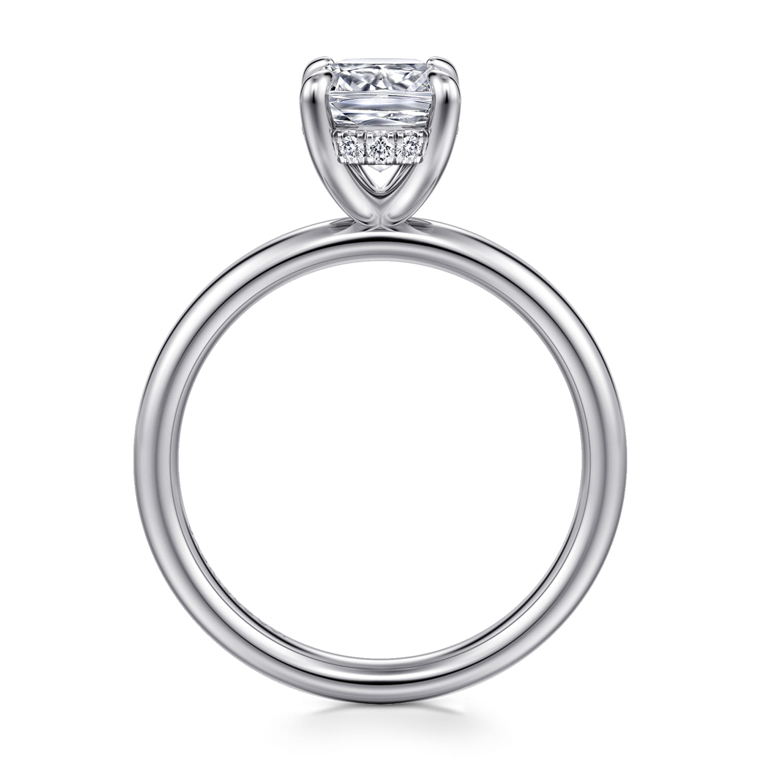 Peace - 14K White Gold Elongated Cushion Diamond Engagement Ring - 0.08 ct - Shot 2