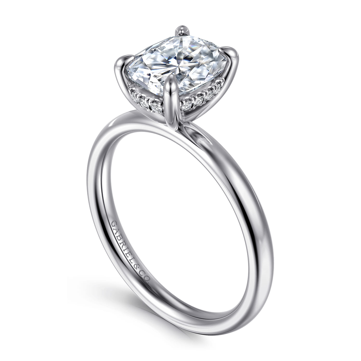 Peace - 14K White Gold Elongated Cushion Diamond Engagement Ring - 0.08 ct - Shot 3